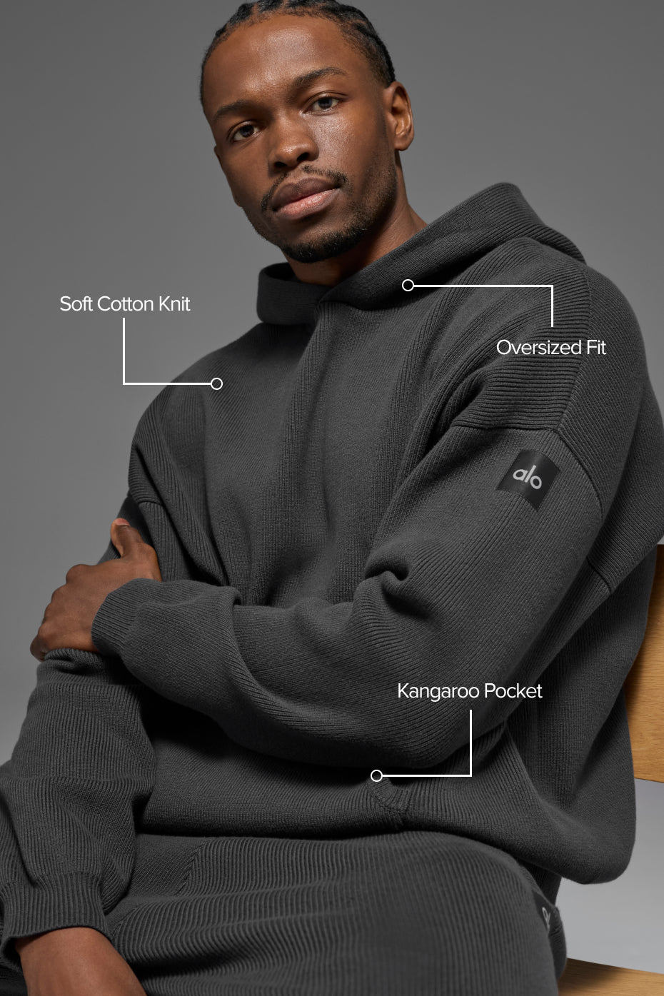 Alternative view of Scholar Hooded Sweater   Anthracite