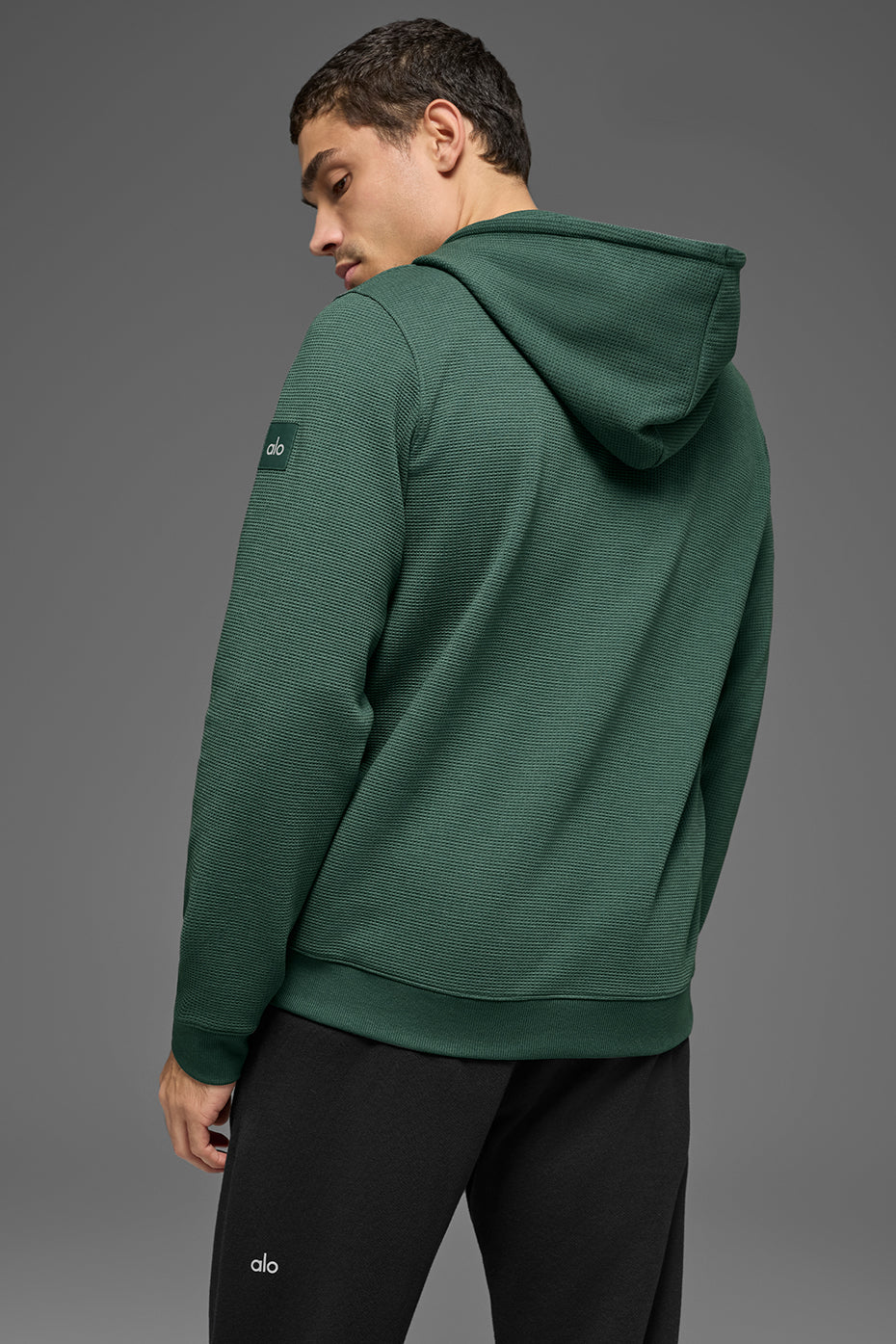 Alternative view of Waffle Lounge Hoodie   Clover Green