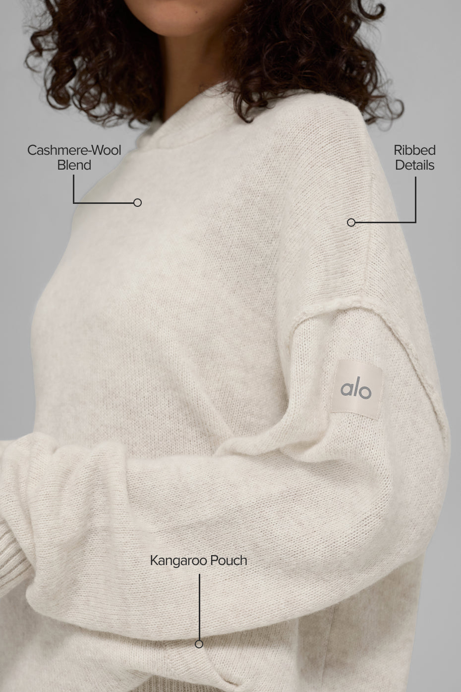 Alternative view of Wool Cashmere New Class Hoodie   Bone Heather