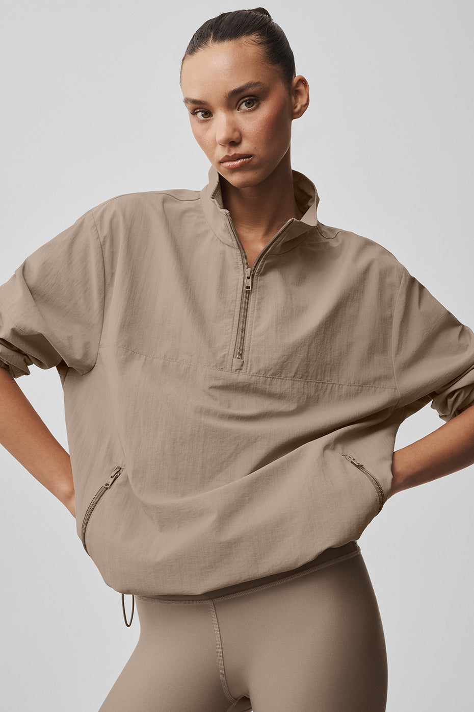 Light Weight Takeaway Track Pullover   Gravel