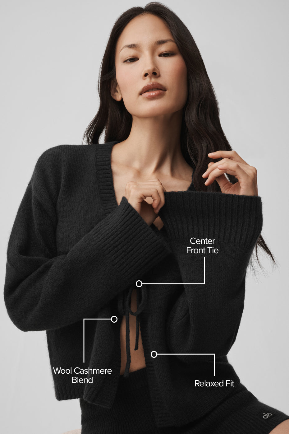 Alternative view of Wool Cashmere New Class Tie Cardigan   Black