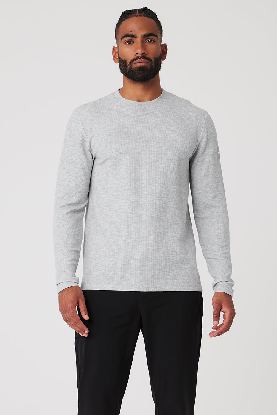 Micro Waffle Fast Break Long Sleeve Tee   Athletic Heather Grey
