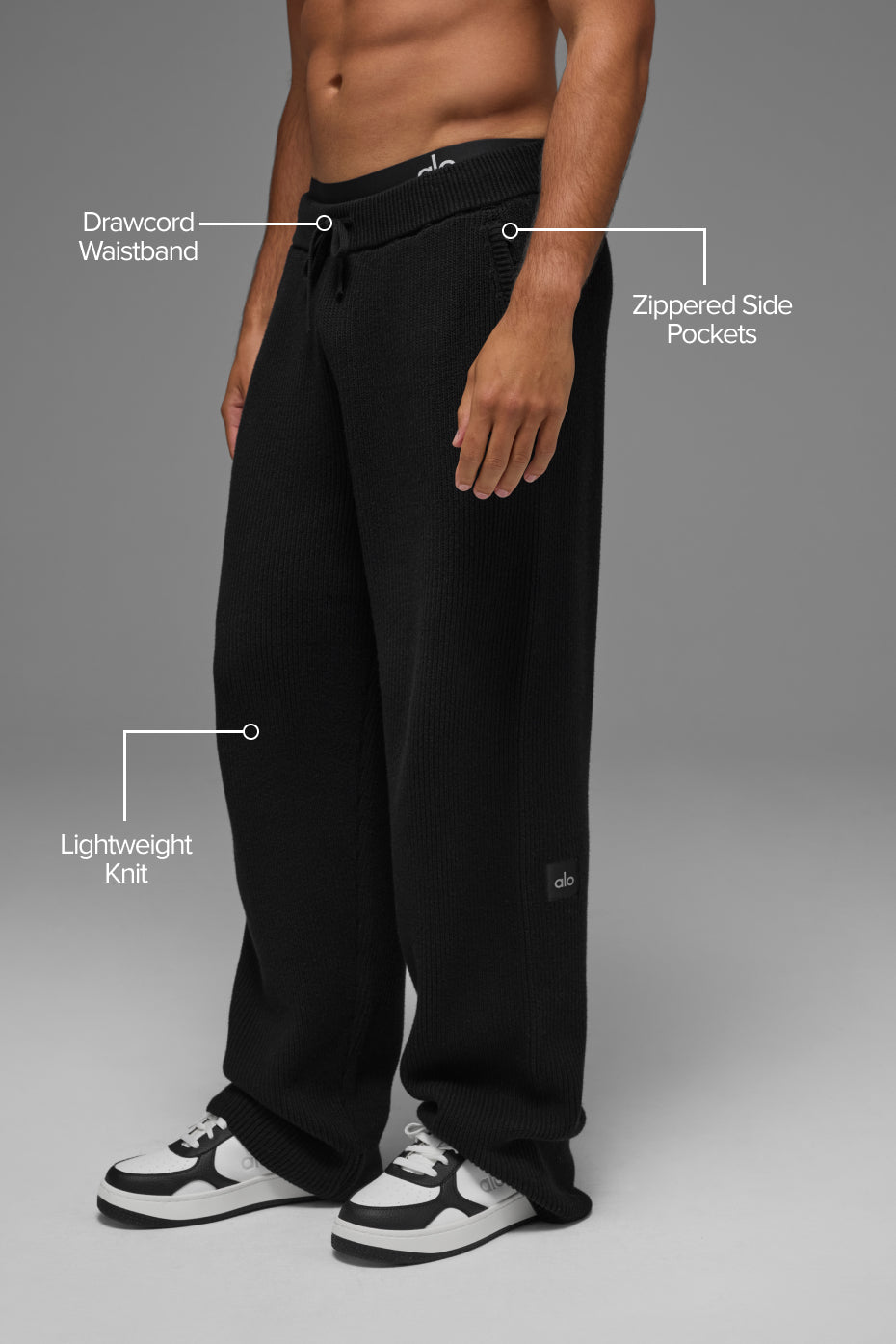 Alternative view of Domain Rib Knit Sweatpant   Black
