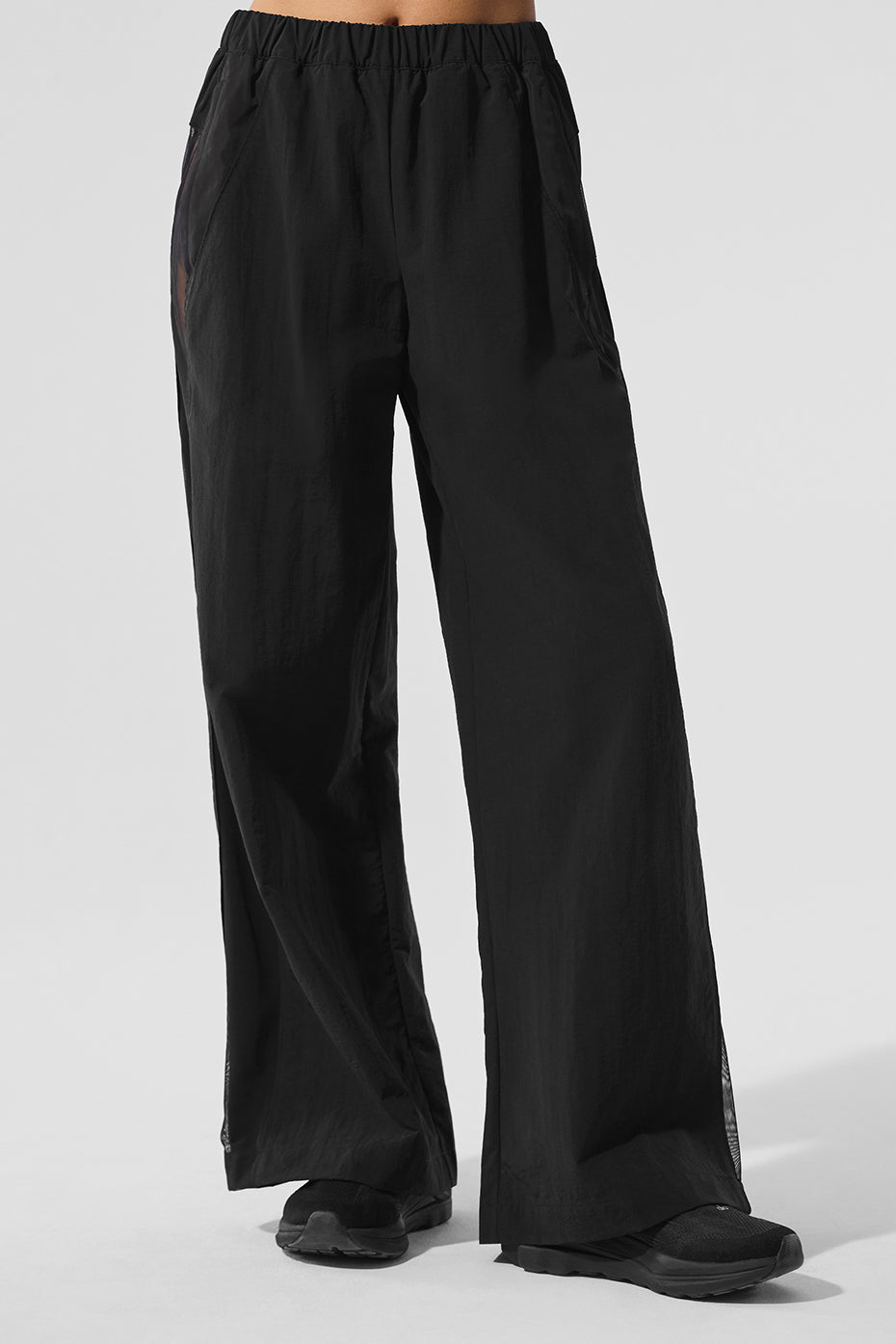 High Waist Origin Wide Leg Track Pant   Black