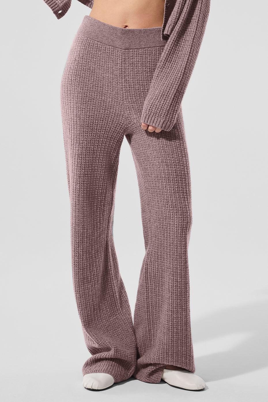 Cashmere High Waist Plush Waffle Pant   Mushroom Heather