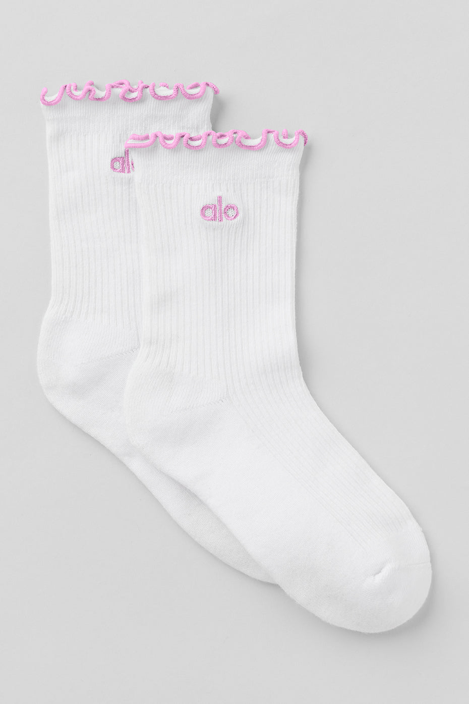 Women's Lettuce Edge Sock   White/Candy Heart Pink