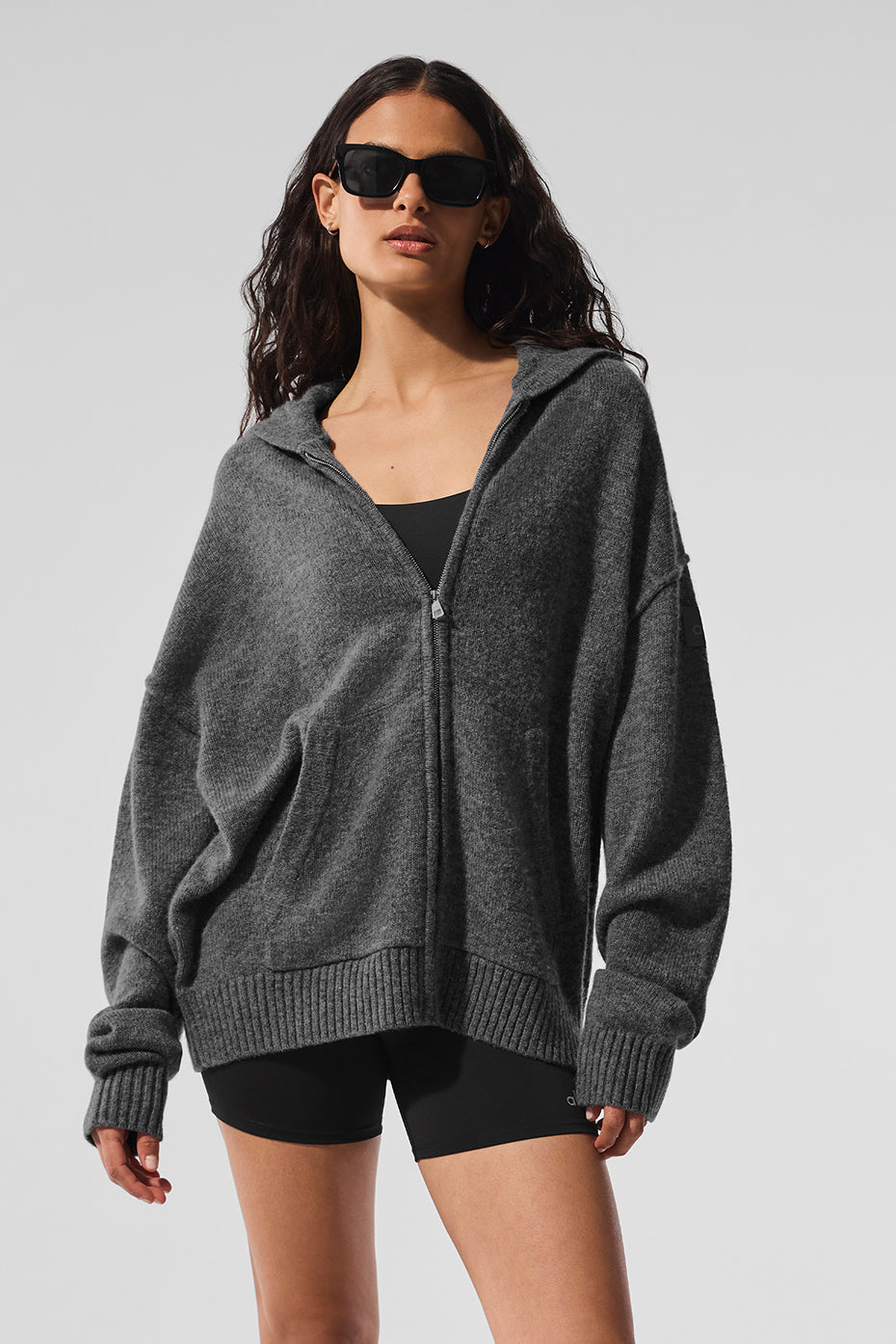 Wool Cashmere New Class Full Zip Hoodie   Platinum Grey