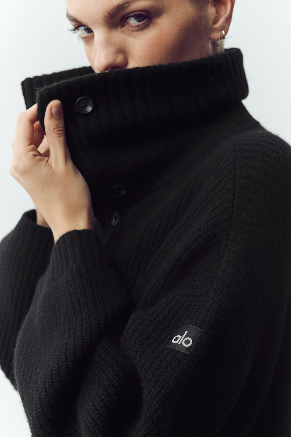 Alternative view of Cashmere Northstar Long Cardigan   Black