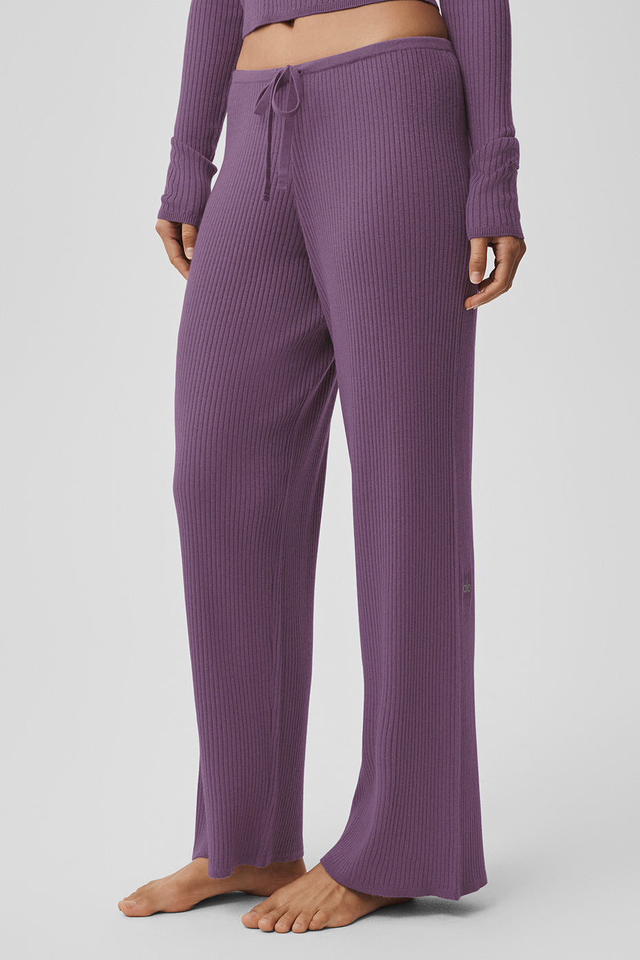 Alternative view of Sweater Knit Mid Rise Unwind Wide Leg Pant   Plum Kiss
