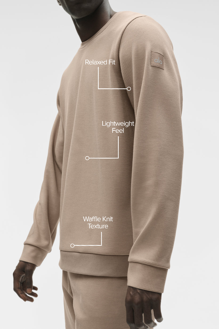 Alternative view of Waffle Lounge Long Sleeve Crew   Gravel