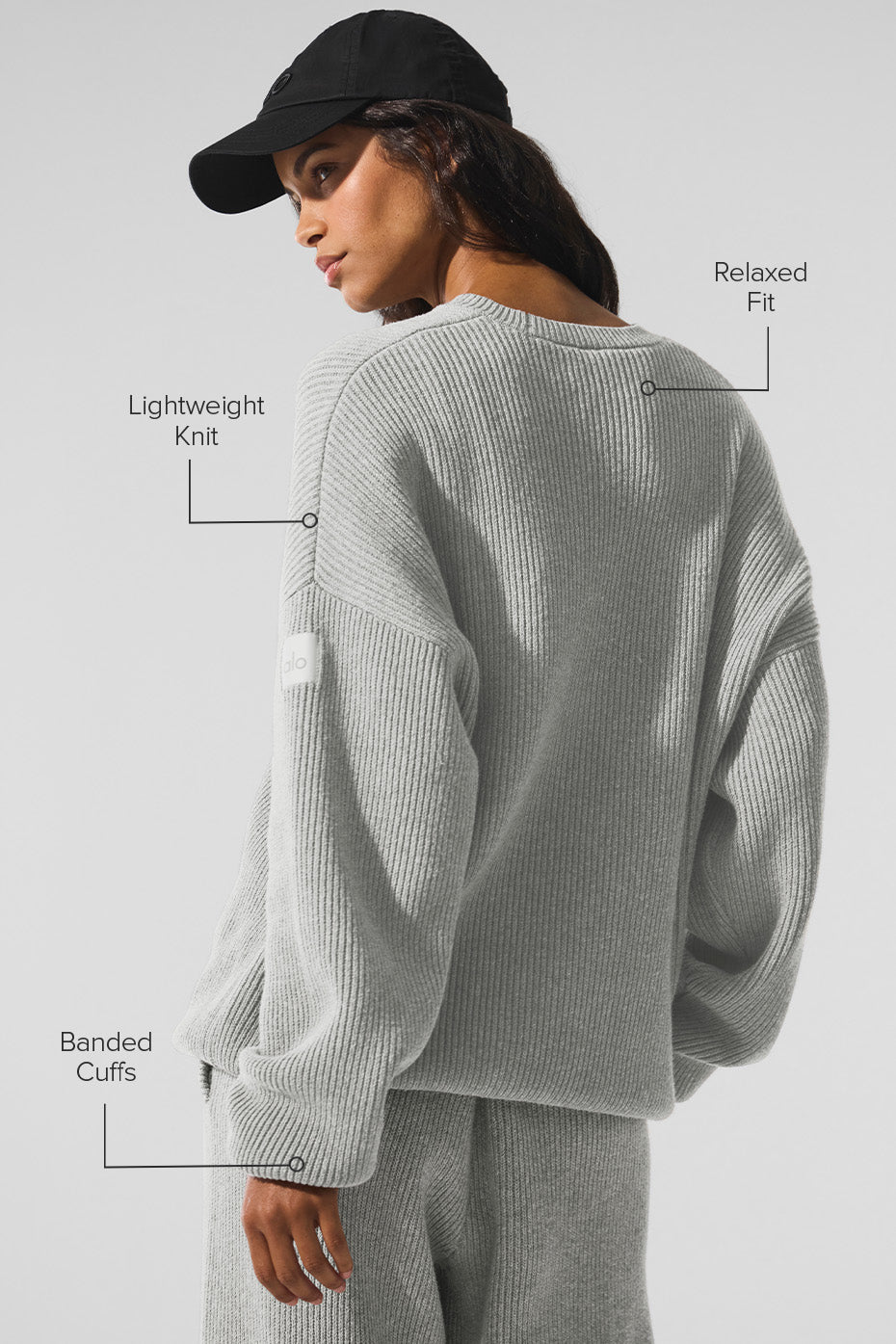 Alternative view of Domain Rib Knit Crew Sweater   Athletic Heather Grey