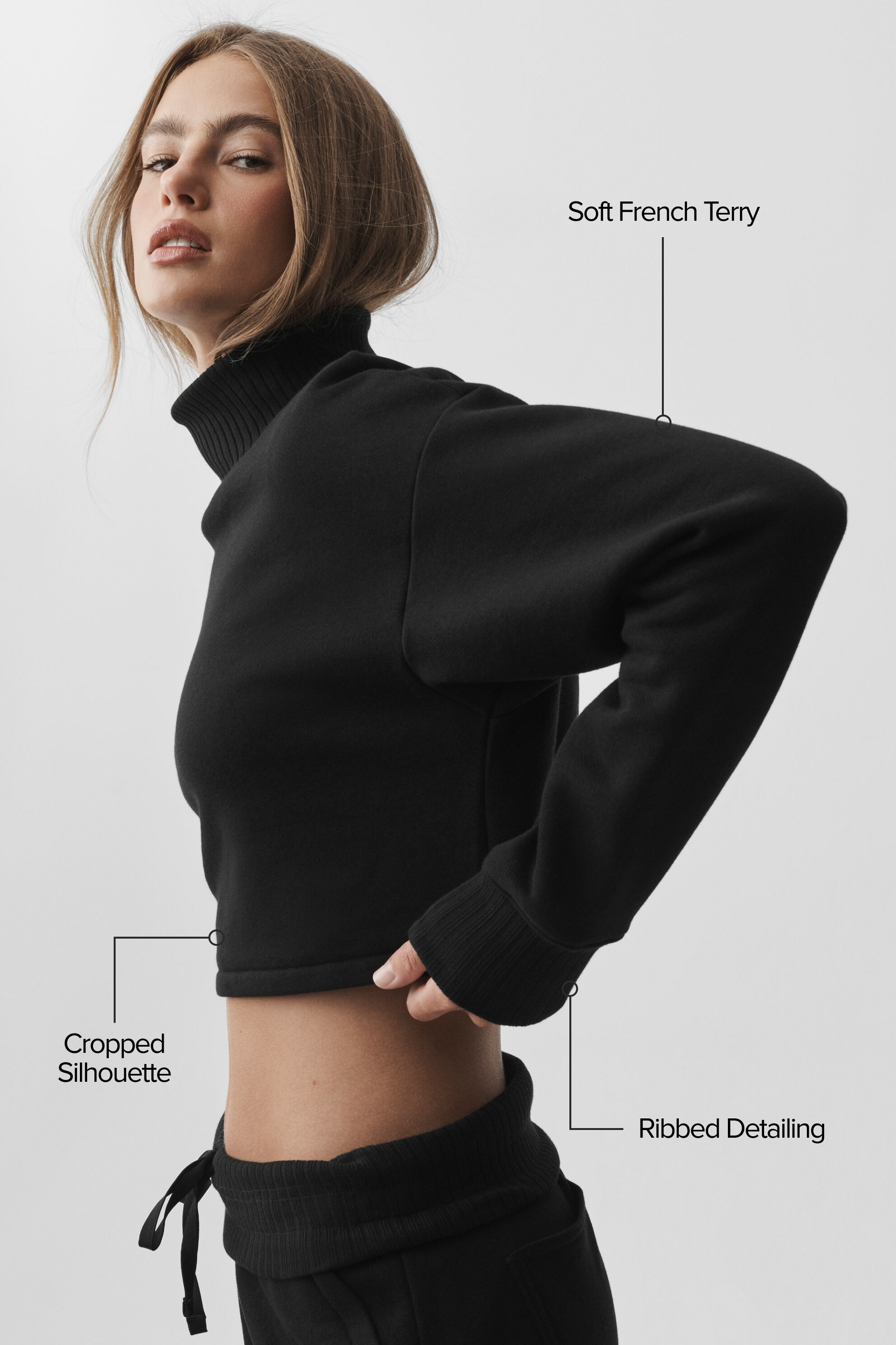 Alternative view of Cropped Serenity Coverup   Black