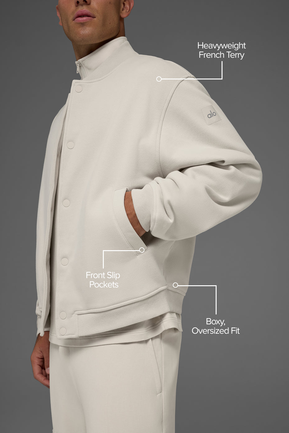 Alternative view of Renown Varsity Jacket   Bone