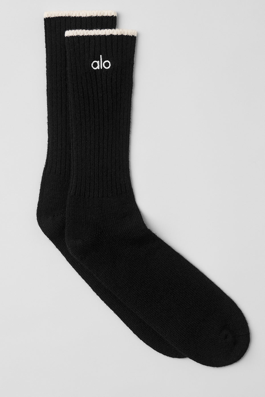 Unisex Wool Cashmere Light Frosted Sock   Black/Ivory