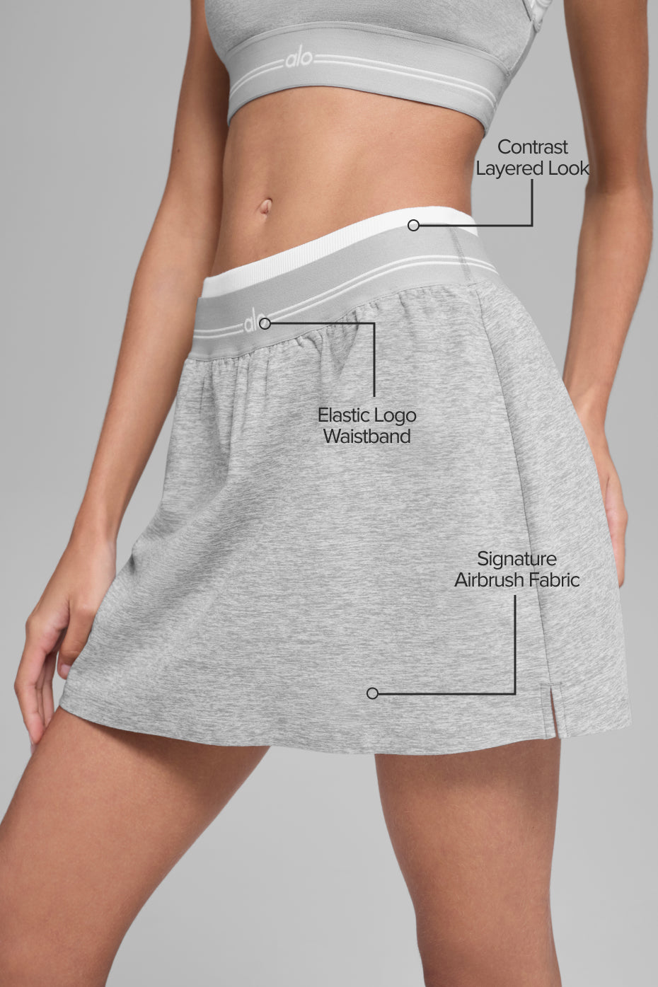 Alternative view of Alosoft Better Together Tennis Skirt   Athletic Heather Grey/White