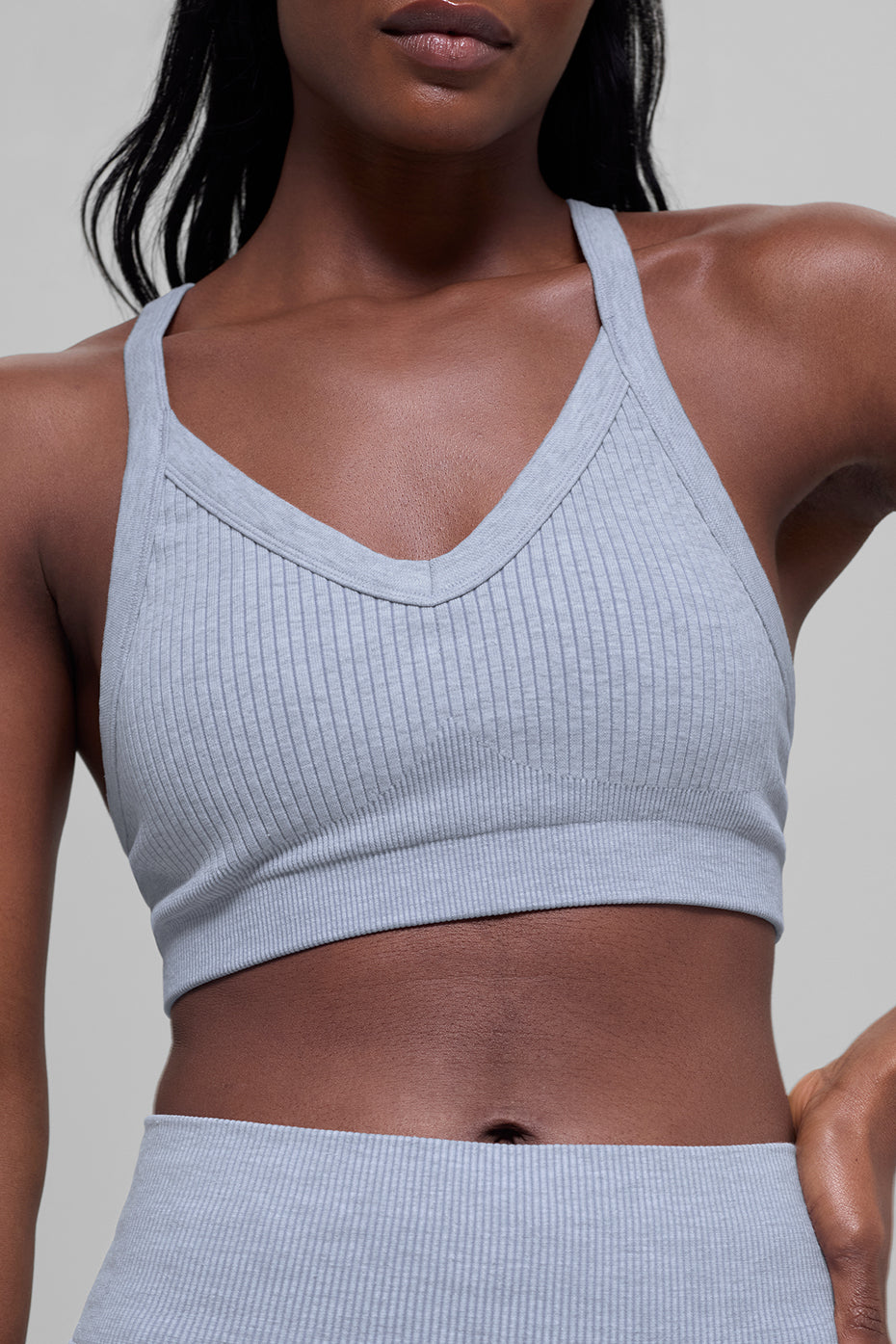Alternative view of Seamless Two Tone Rib Bra   Winter Frost Heather