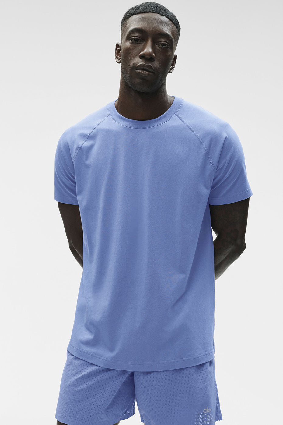 Alternative view of ALO Vapor Crewneck Short Sleeve   Provence Blue