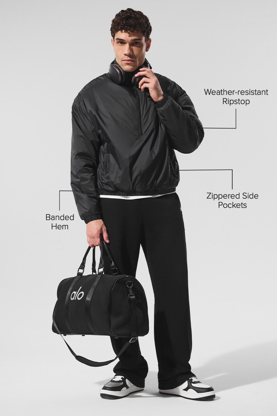 Alternative view of Latitude Light Weight 1/2 Zip Pullover Jacket   Black