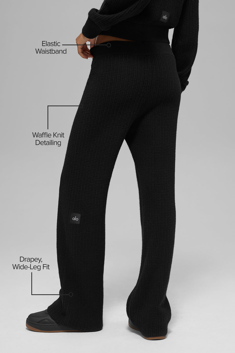 Alternative view of Cashmere High Waist Plush Waffle Pant   Black