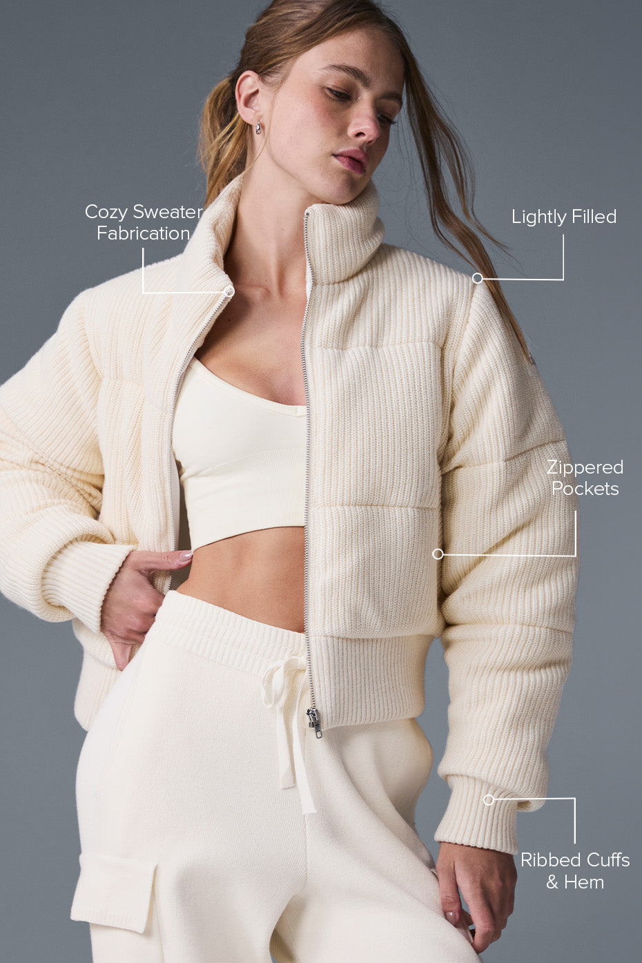 Alternative view of Darling Sweater Puffer   Ivory