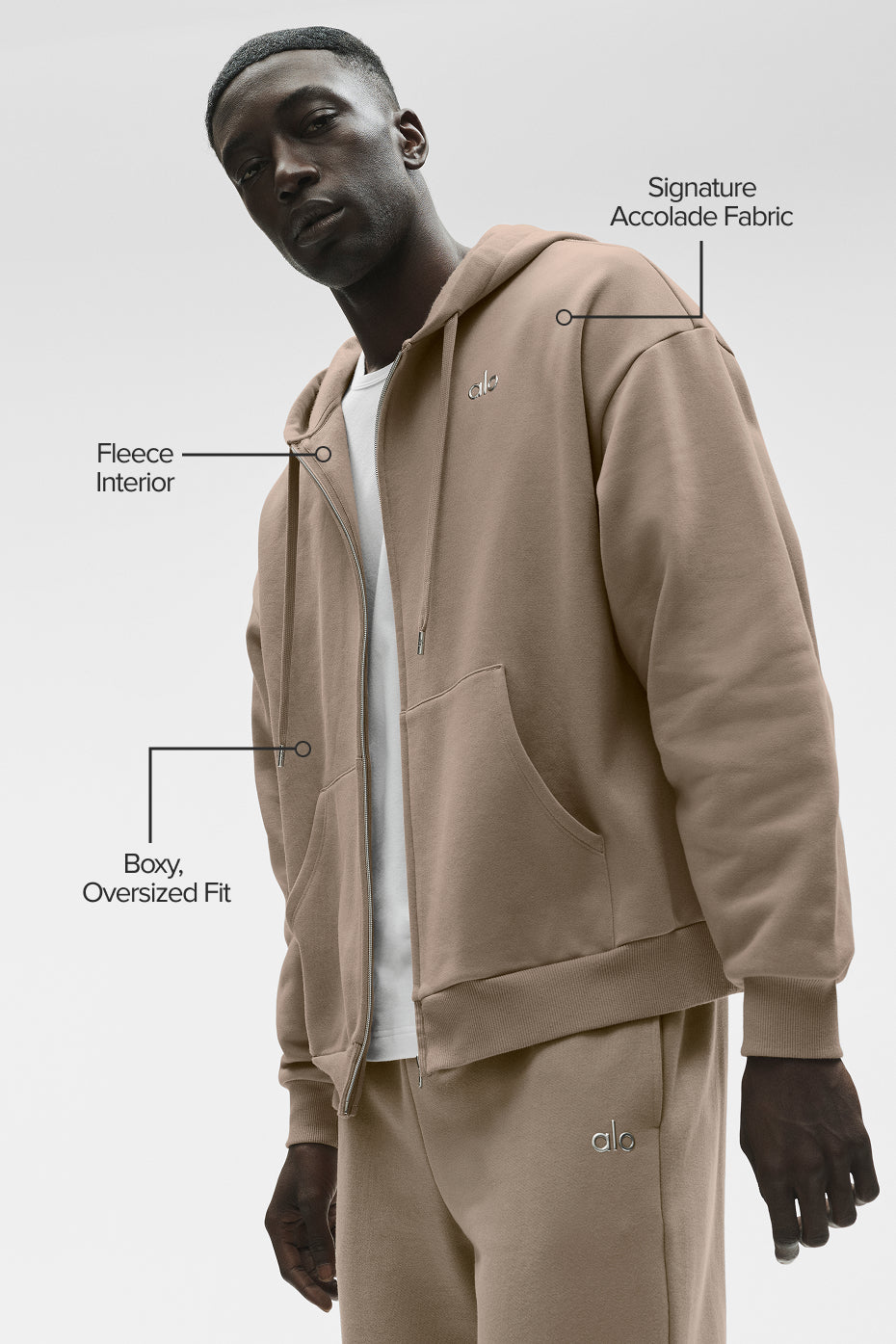 Alternative view of Accolade Full Zip Hoodie   Gravel