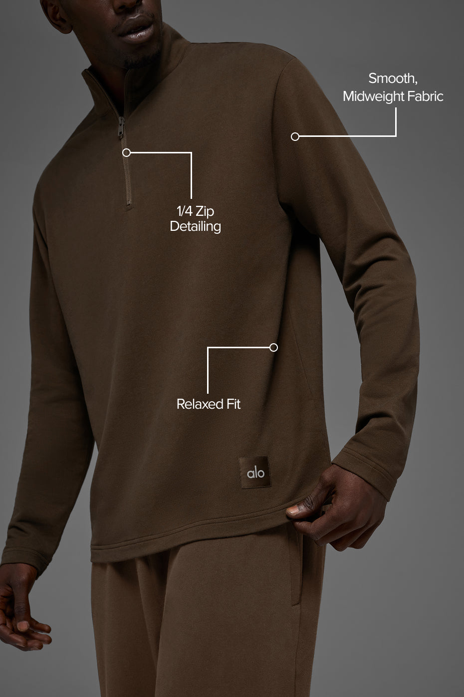 Alternative view of Double Take Long Sleeve 1/4 Zip   Espresso