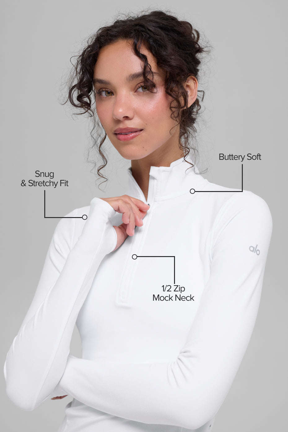 Alternative view of Alosoft 1/2 Zip Rapid Pullover   White