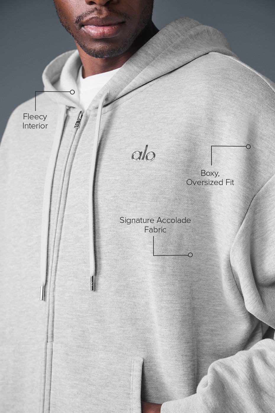 Alternative view of Accolade Full Zip Hoodie   Athletic Heather Grey