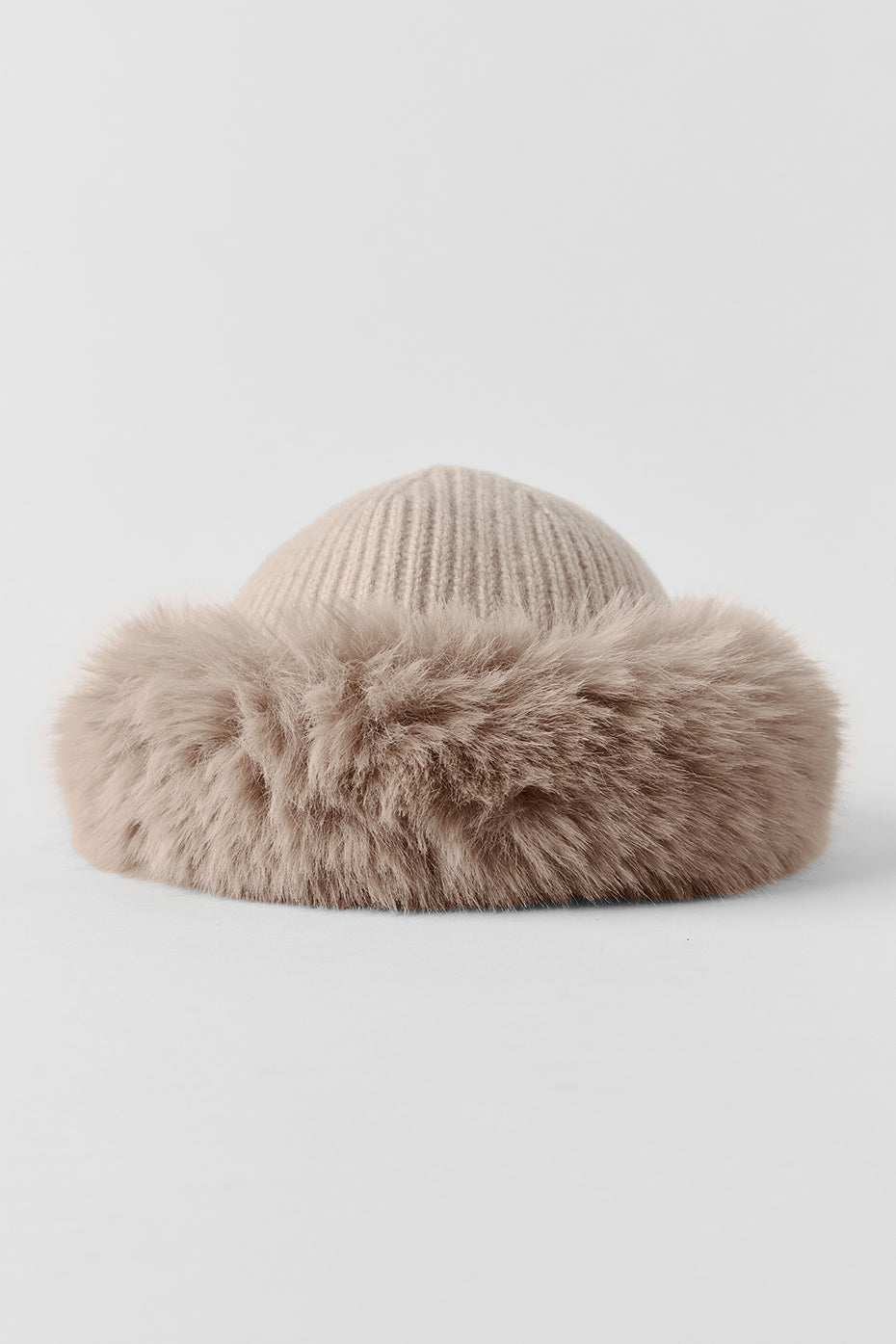 Alternative view of Courchevel Cashmere Faux Fur Beanie   Oat Heather