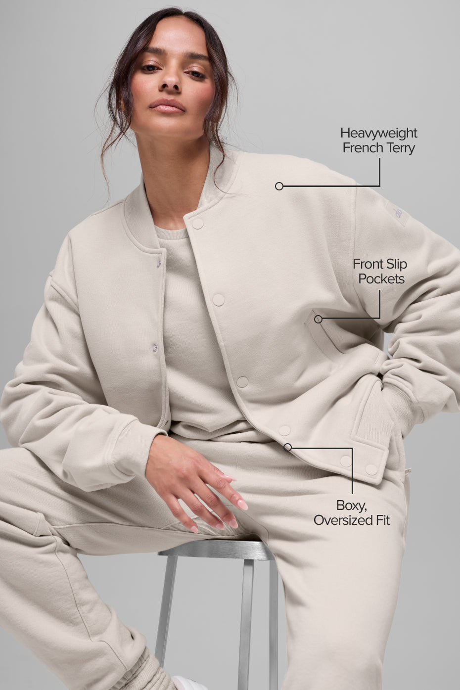 Alternative view of Renown Varsity Jacket   Bone
