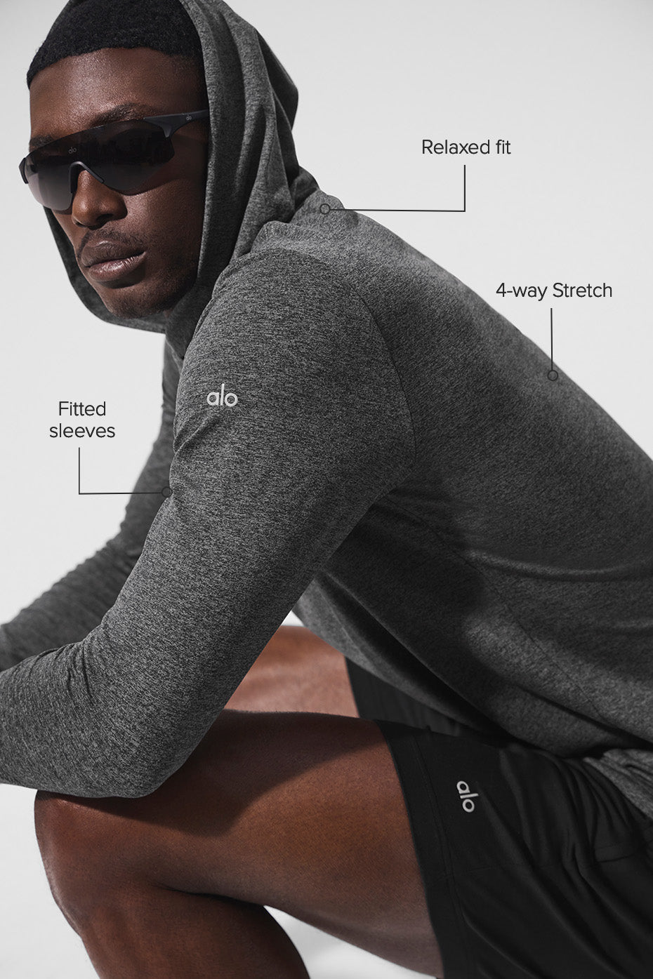 Alternative view of Conquer Reform Long Sleeve With Hood   Dark Heather Grey