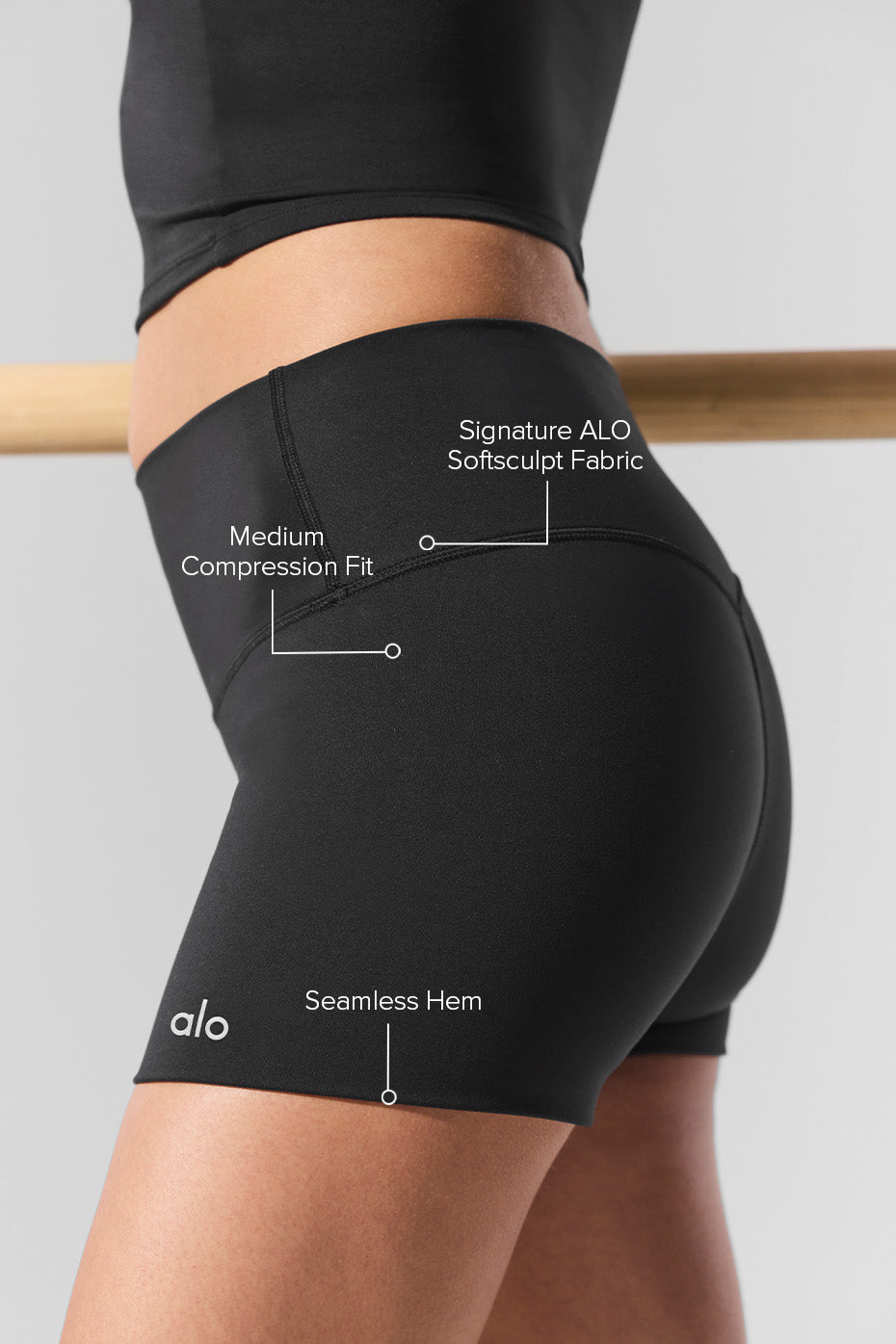Alternative view of 3" ALO Softsculpt High Waist Precision Short   Black