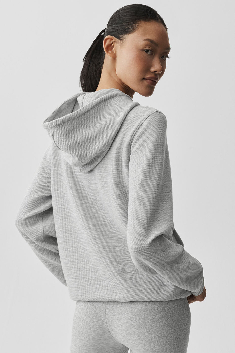 Alternative view of Micro Waffle Fast Break Hoodie   Athletic Heather Grey