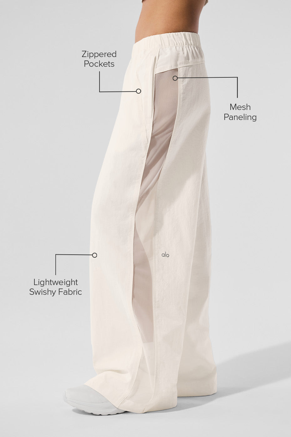 Alternative view of High Waist Origin Wide Leg Track Pant   Ivory