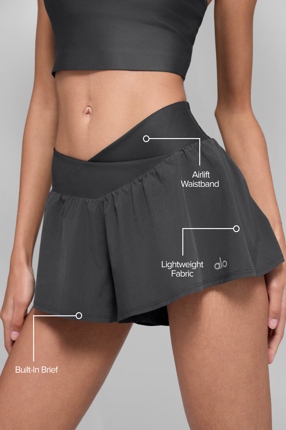 Alternative view of V Cute Running Short   Anthracite