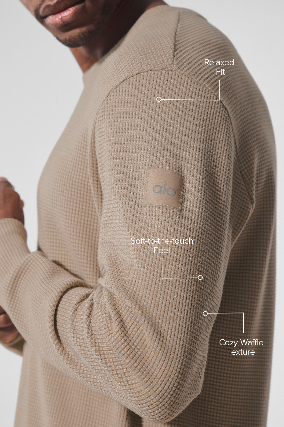 Alternative view of Elevate Waffle Long Sleeve Crew   Gravel