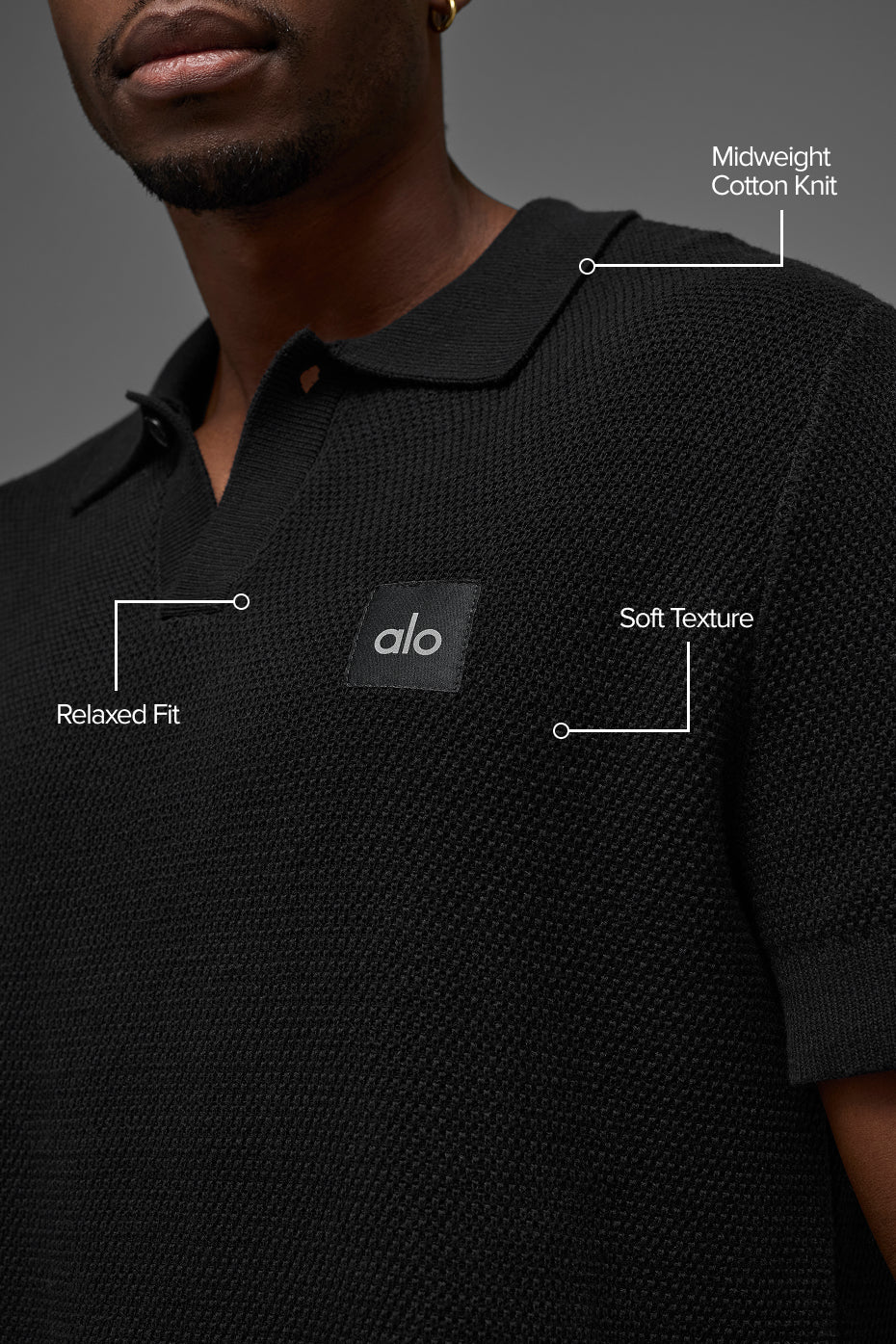 Alternative view of Sports Club Sweater Knit Polo   Black