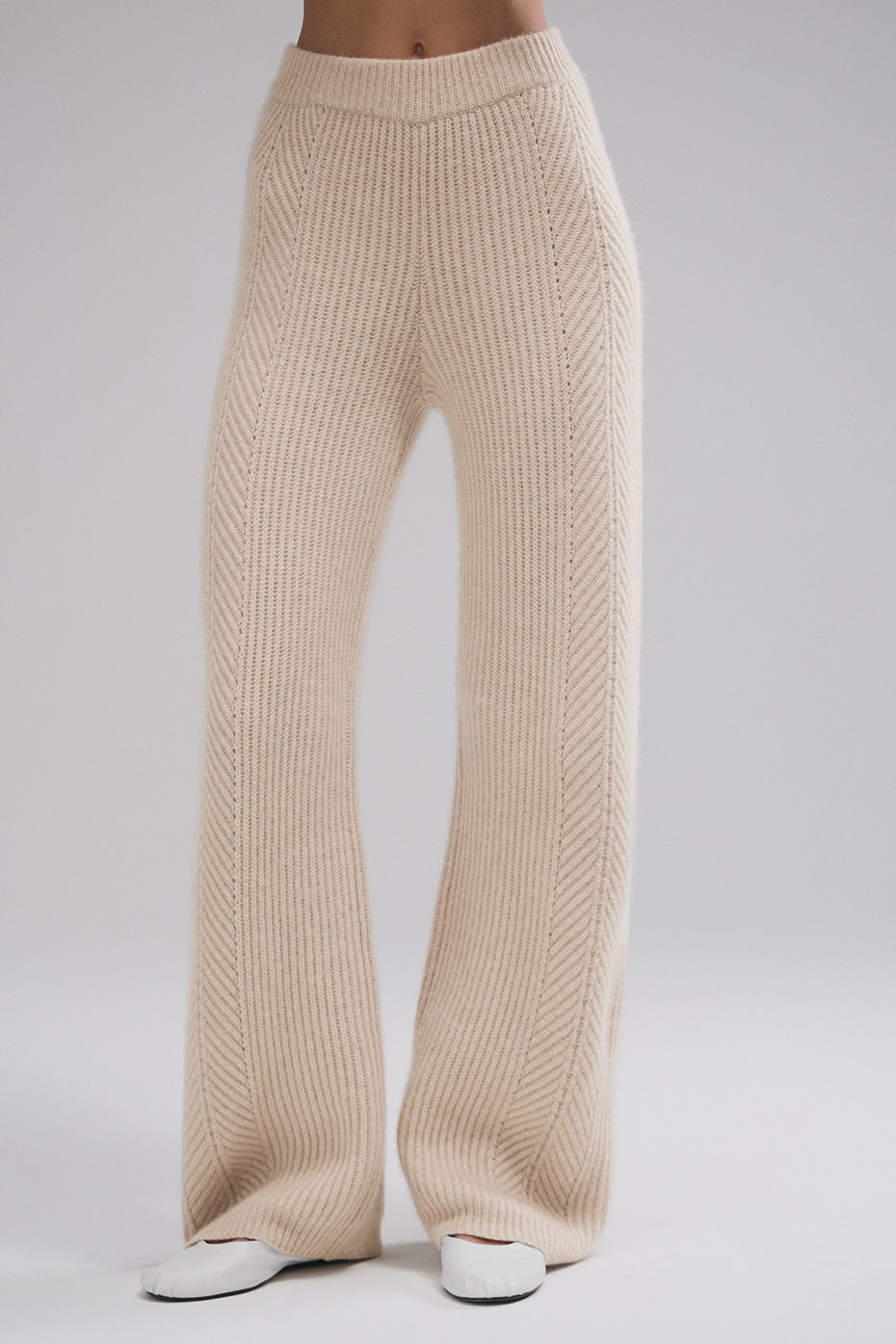 Winter Magic Cashmere Wide Leg Pant   Birch Heather