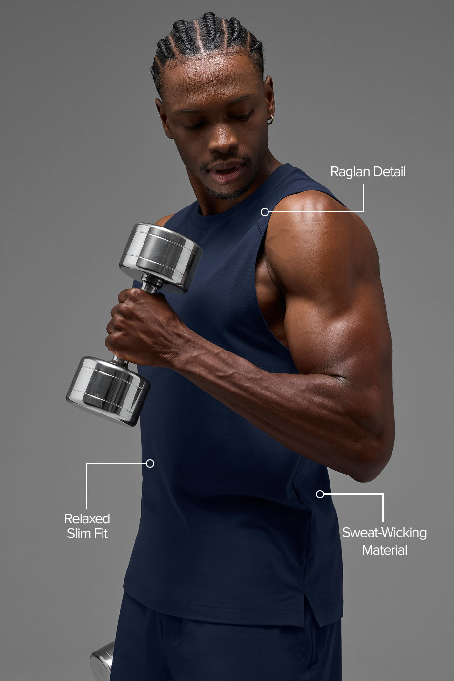 Alternative view of ALO Vapor Muscle Tank   Navy