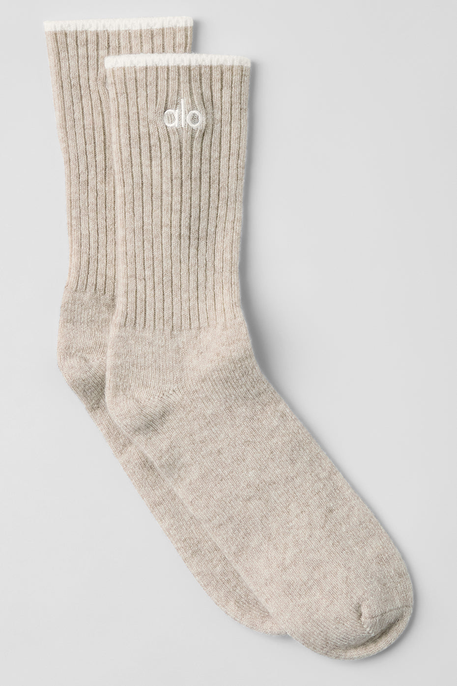 Unisex Wool Cashmere Light Frosted Sock   Winter Latte/Ivory