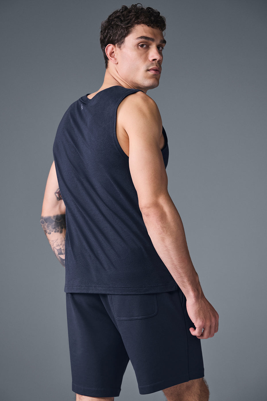 Alternative view of The Triumph Muscle Tank   Navy