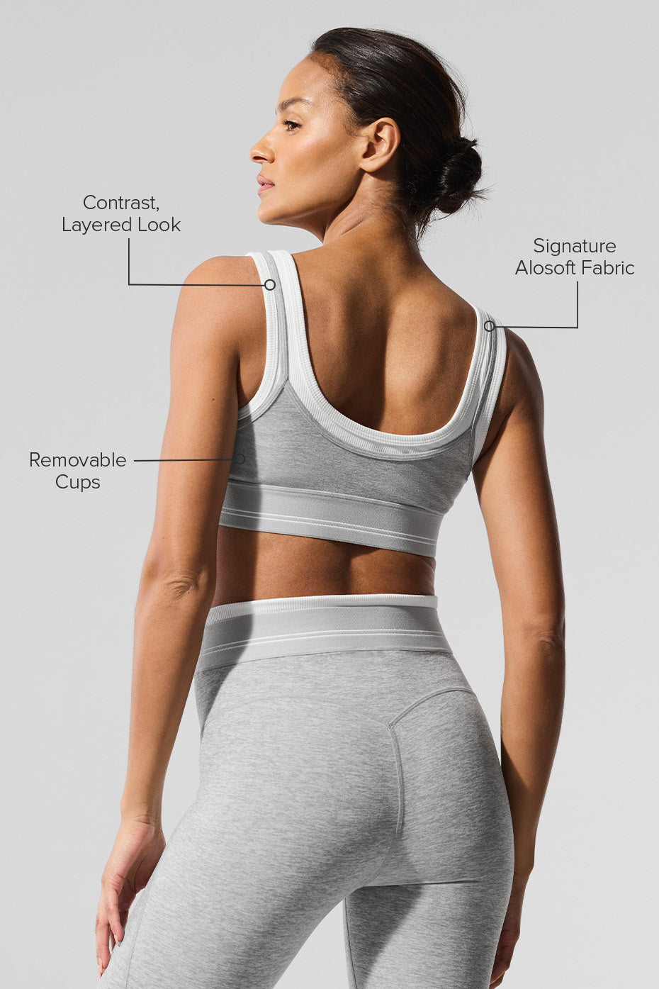 Alternative view of Alosoft Better Together Bra   Athletic Heather Grey/White
