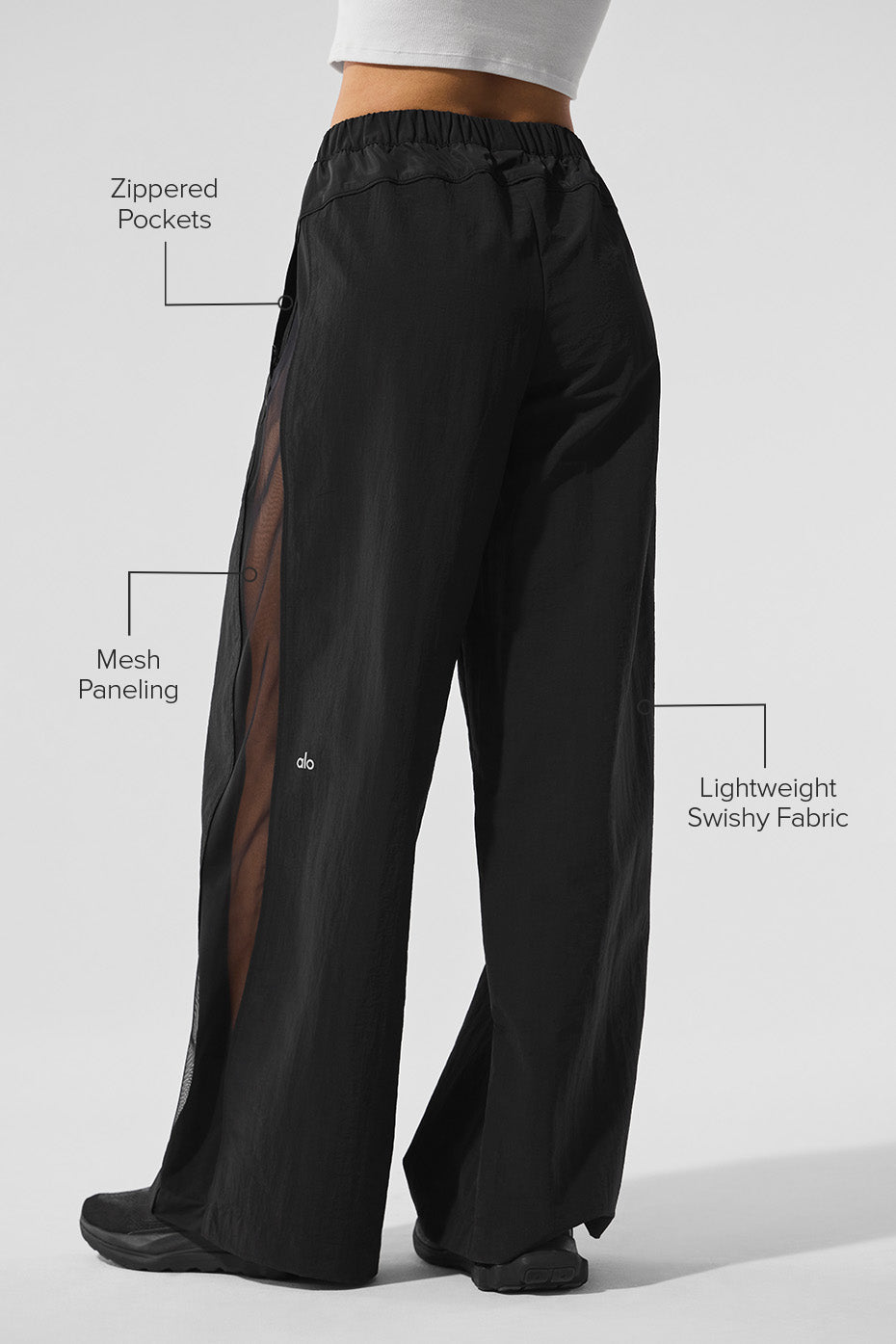 Alternative view of High Waist Origin Wide Leg Track Pant   Black