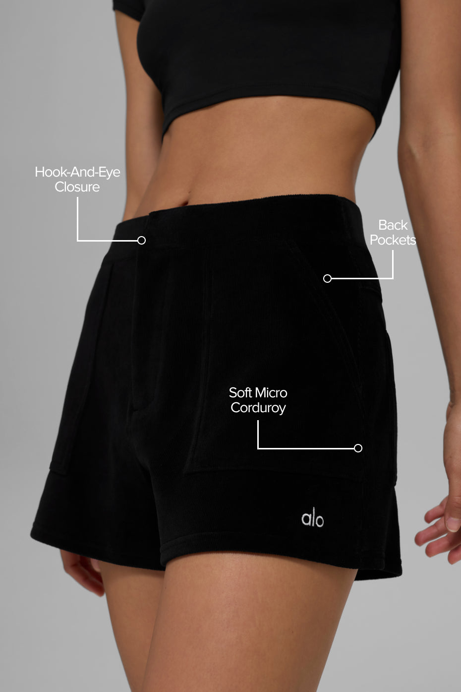 Alternative view of Micro Corduroy On Duty Short   Black