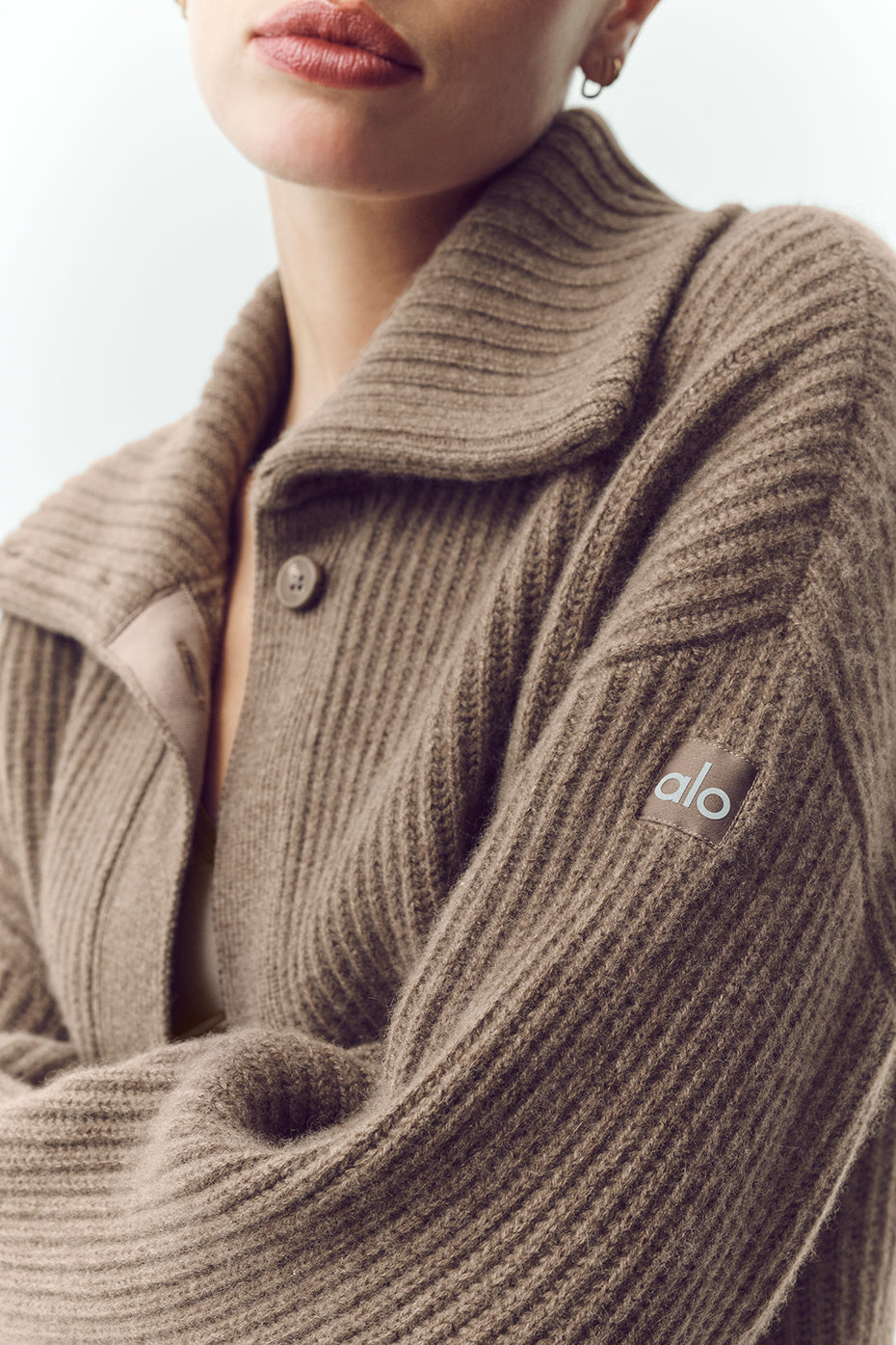Alternative view of Cashmere Northstar Long Cardigan   Alpine Cocoa Heather