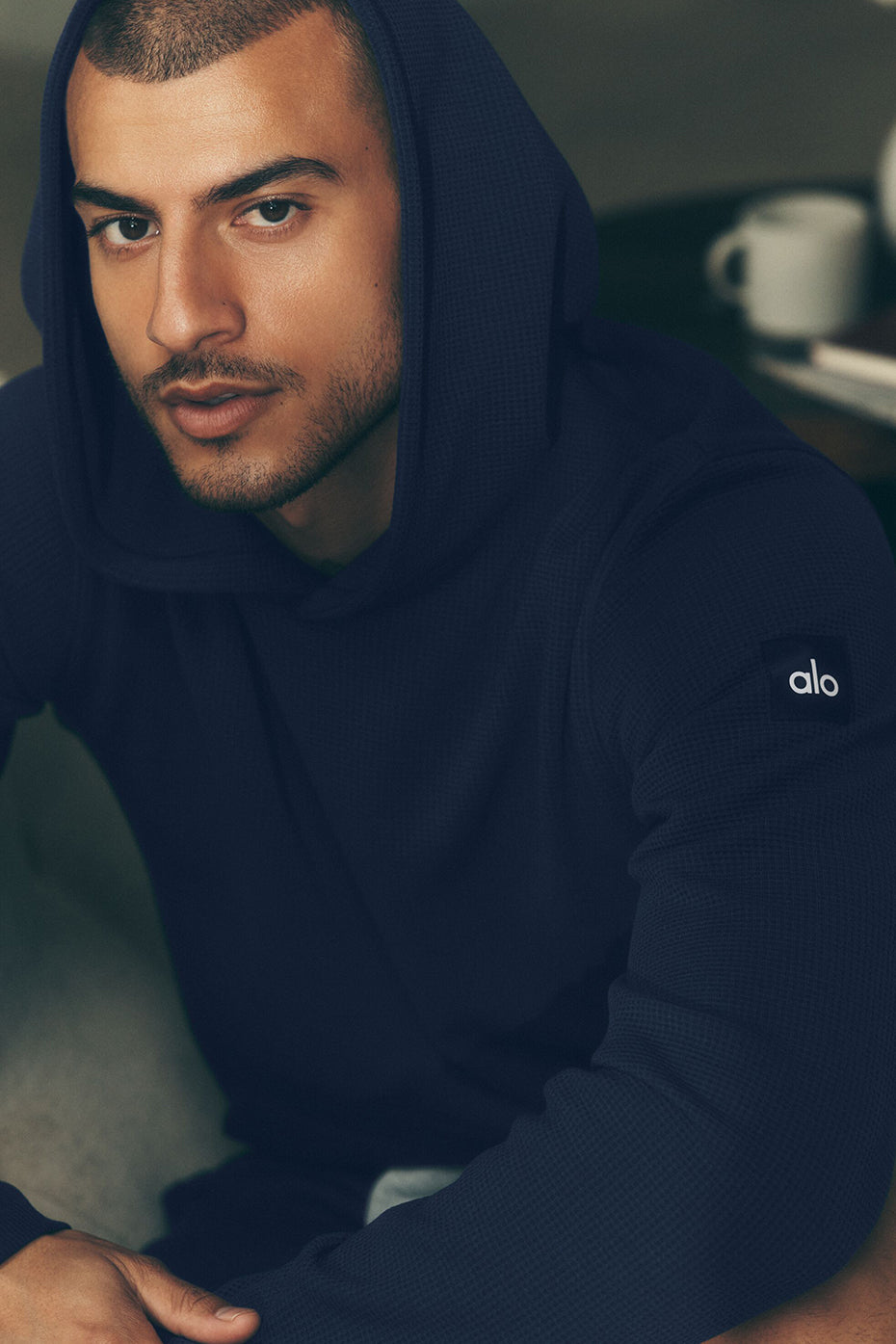 Waffle Lounge Hoodie   Navy