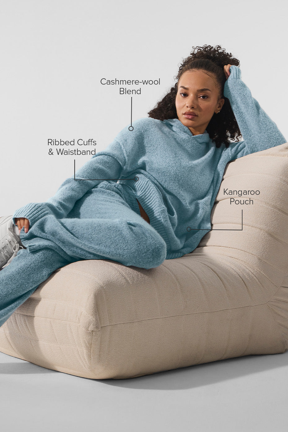 Alternative view of Wool Cashmere New Class Hoodie   Celestial Blue Granite Heather