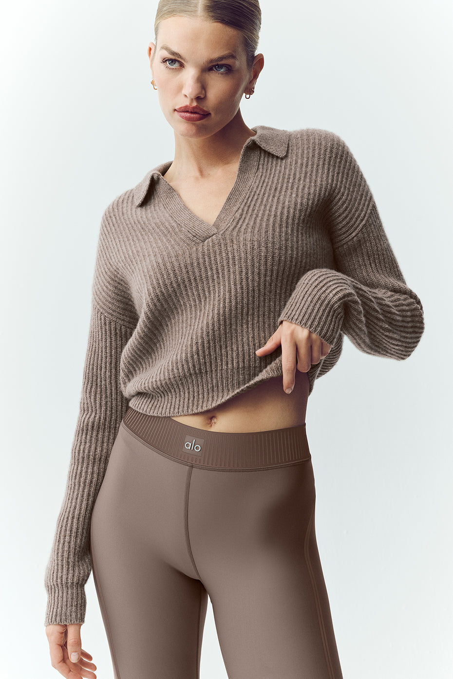Cashmere Northstar Polo   Alpine Cocoa Heather