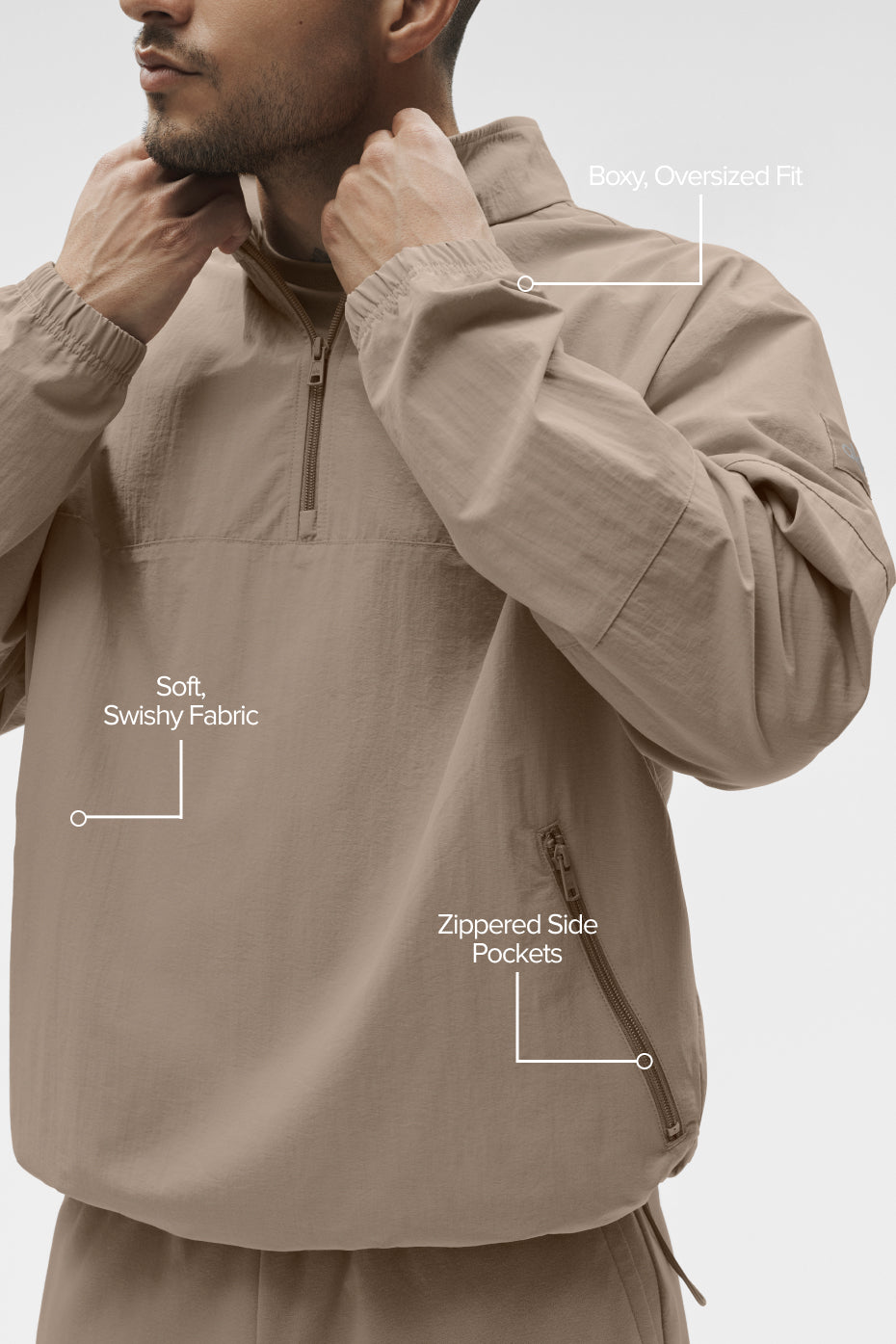 Alternative view of Light Weight Takeaway Track Pullover   Gravel