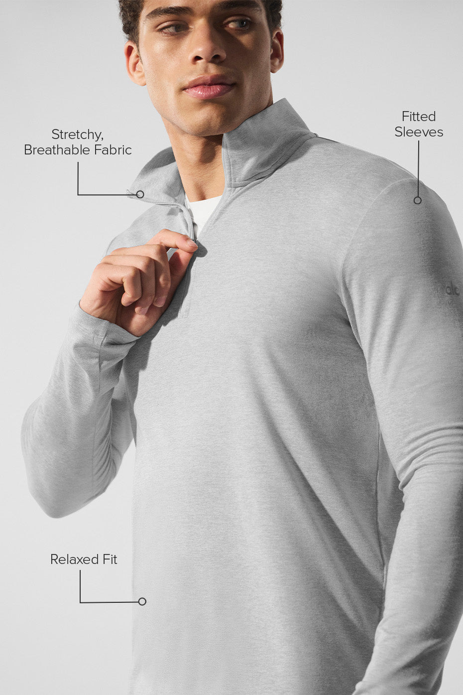 Alternative view of Conquer 1/4 Zip Reform Long Sleeve   Athletic Heather Grey